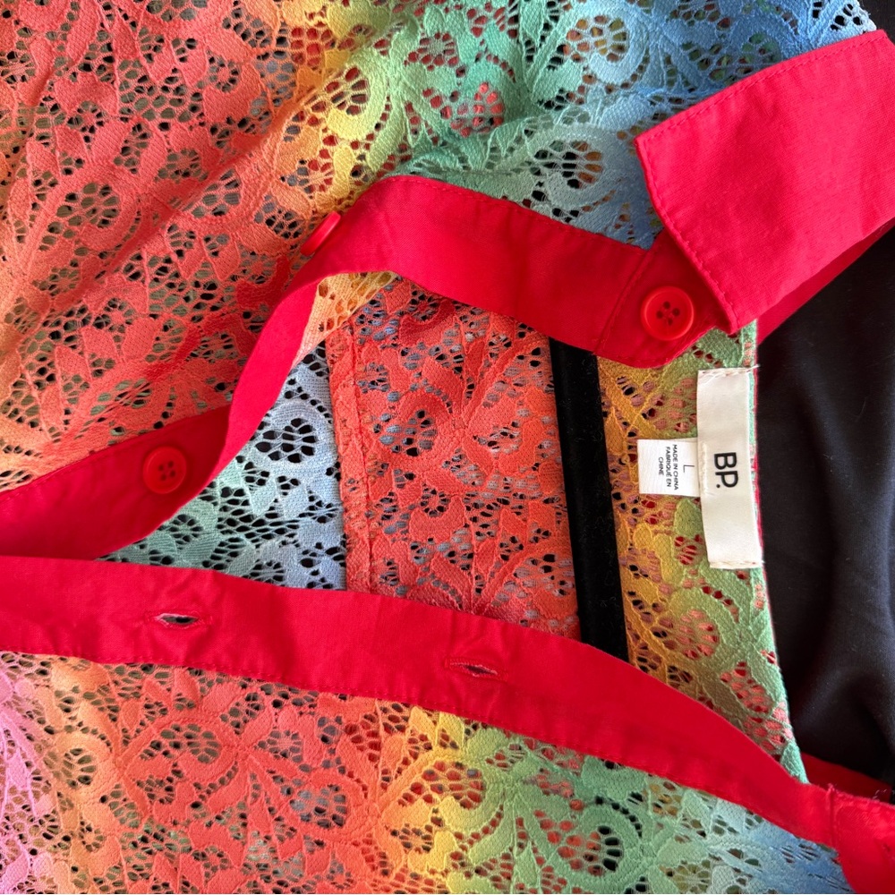 BP Colorful Lace Top with Red Accents